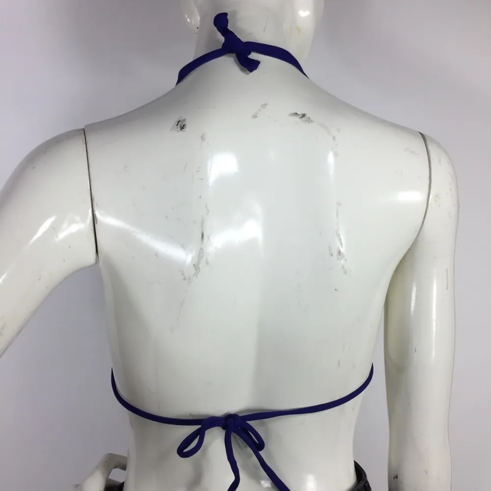 MELISSA ODABASH Grenada Embellished Triangle Halterneck Bikini Top Size 4 Blue - Image 7