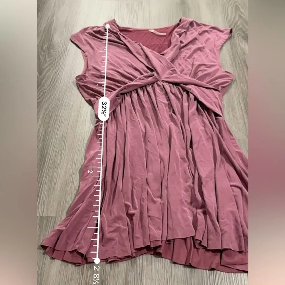 Free People Cupro Criss Cross Maeve Dusty Pink Short Sleeve Faux Wrap Mini Dress - Image 10