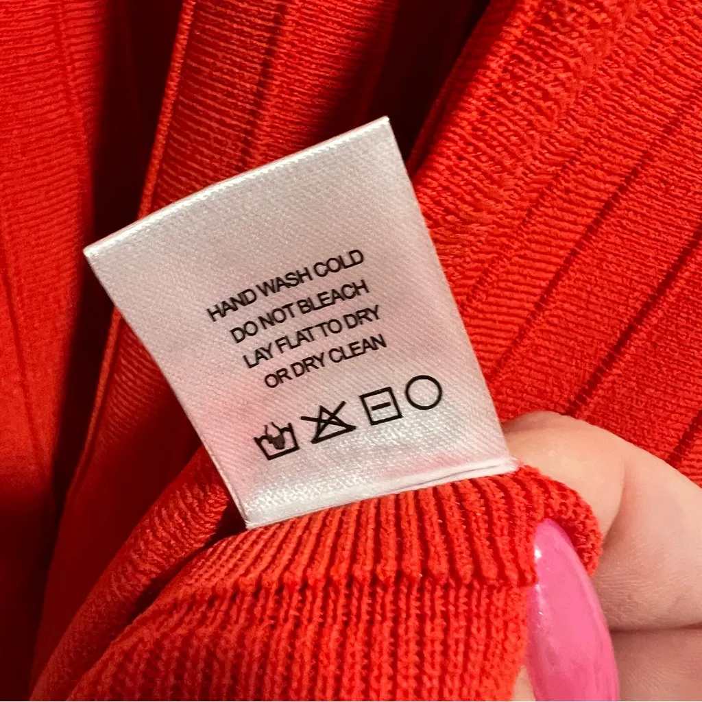 NEW NWT STAUD Elyse Midi Dress In Cayenne Orange Red - Image 11