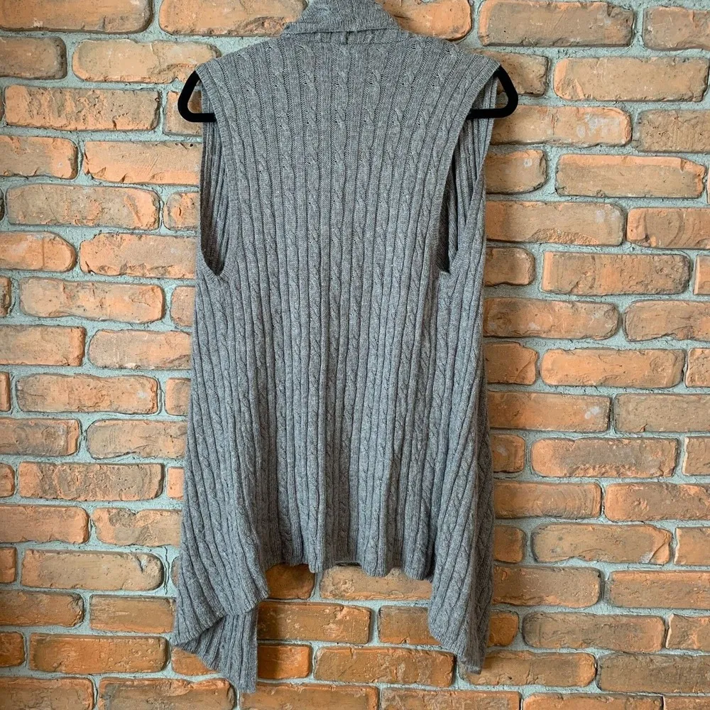 Cynthia Rowley Sleeveless Cardigan Womens Size Medium Beige Open Front Knit Vest - Image 2