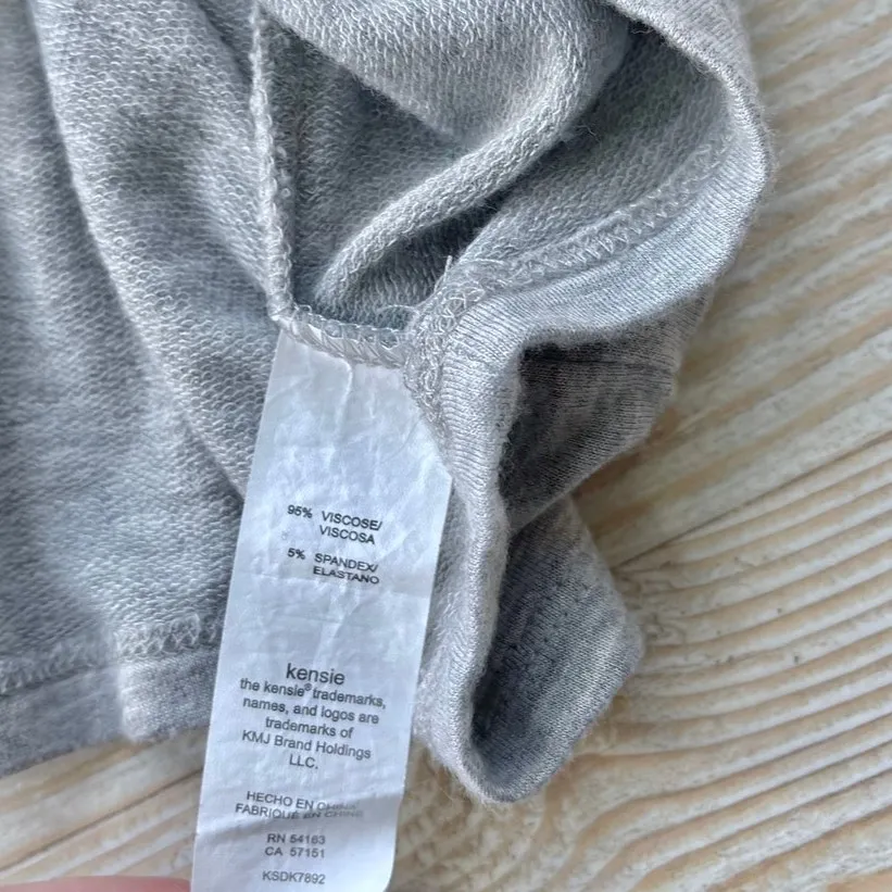 Kensie V-Neck Terry Knit Tunic Top With Waterfall Detail | Heather Grey‎ Small - Image 5