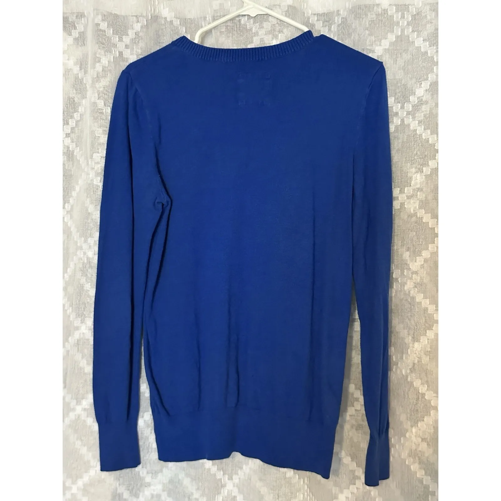 Mens Hollister V Neck Long Sleeve Pullover Sweater‎ Royal Blue Lightweight Large - Image 4