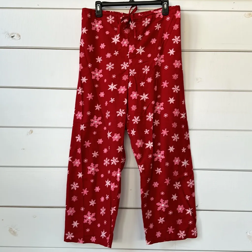 Victoria’s Secret Red Flannel PJ Pajama Set Snowflakes Small - Image 13
