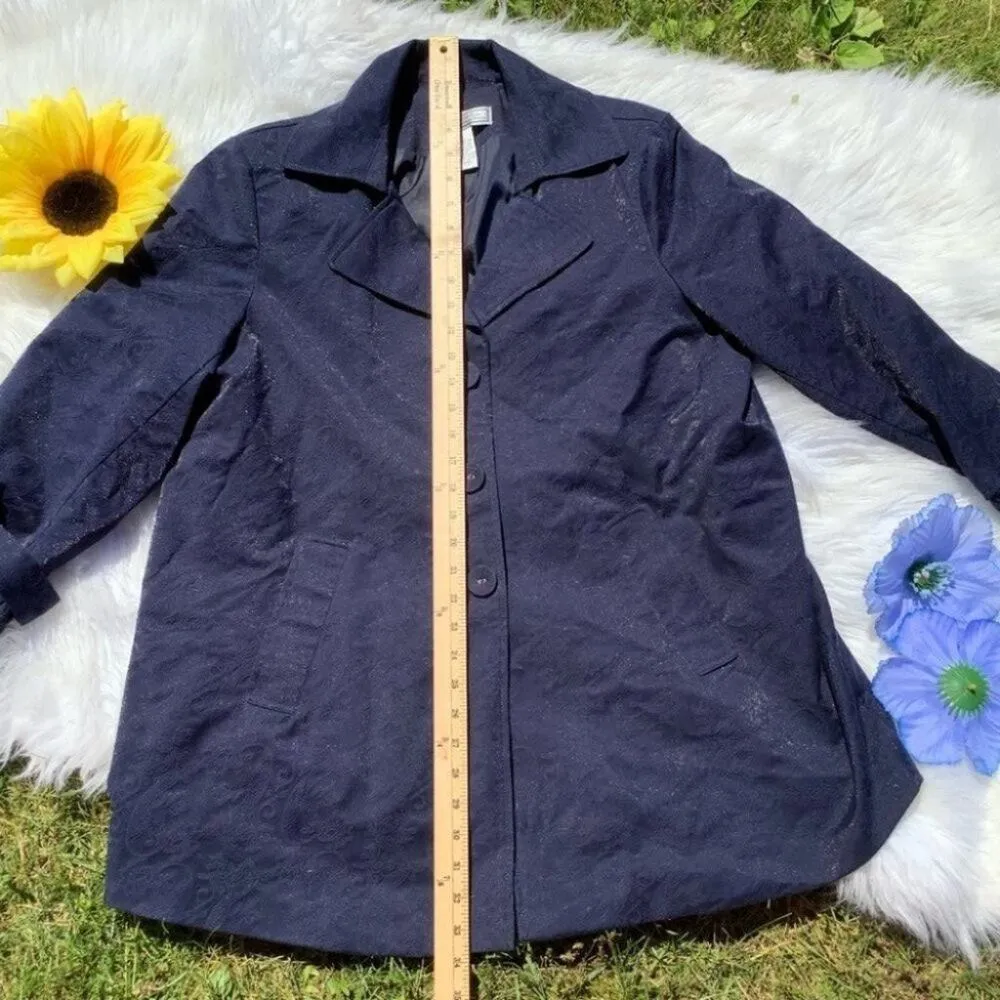 Simonton Says Size Large Navy Blue Lightweight Coat Frill Cute Size Large Cotton - Image 5