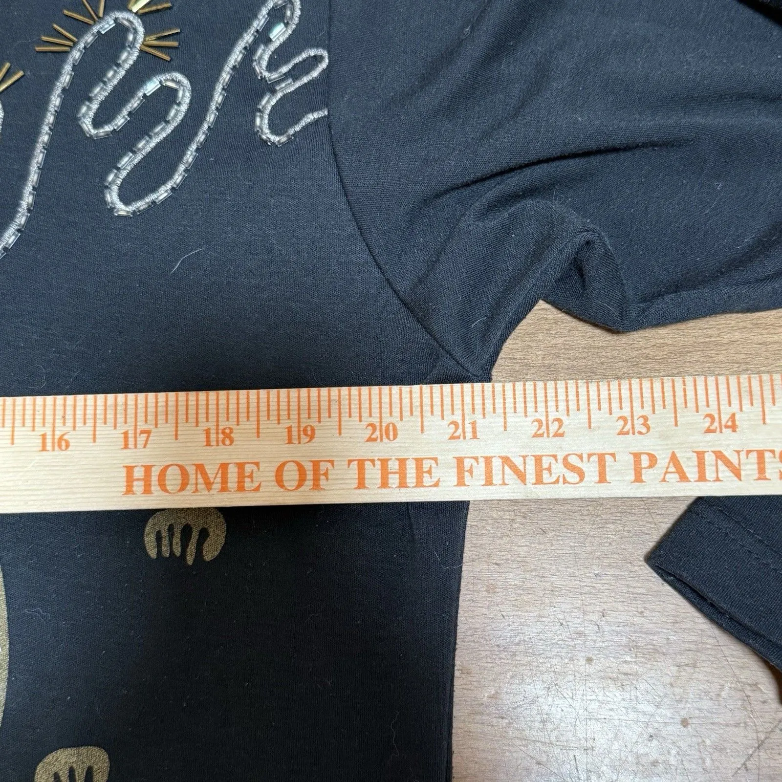 Womens Vintage Sweater Black Blue Sequins Beaded geometric Size M - Image 8