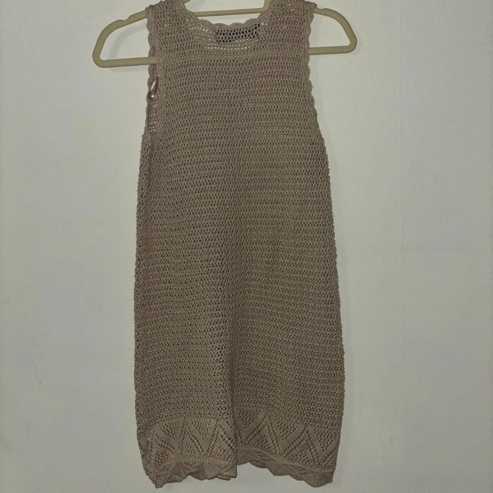 Blue Rair Tan crochet knit dress/swim cover with a scoop neck. Size M - Image 5