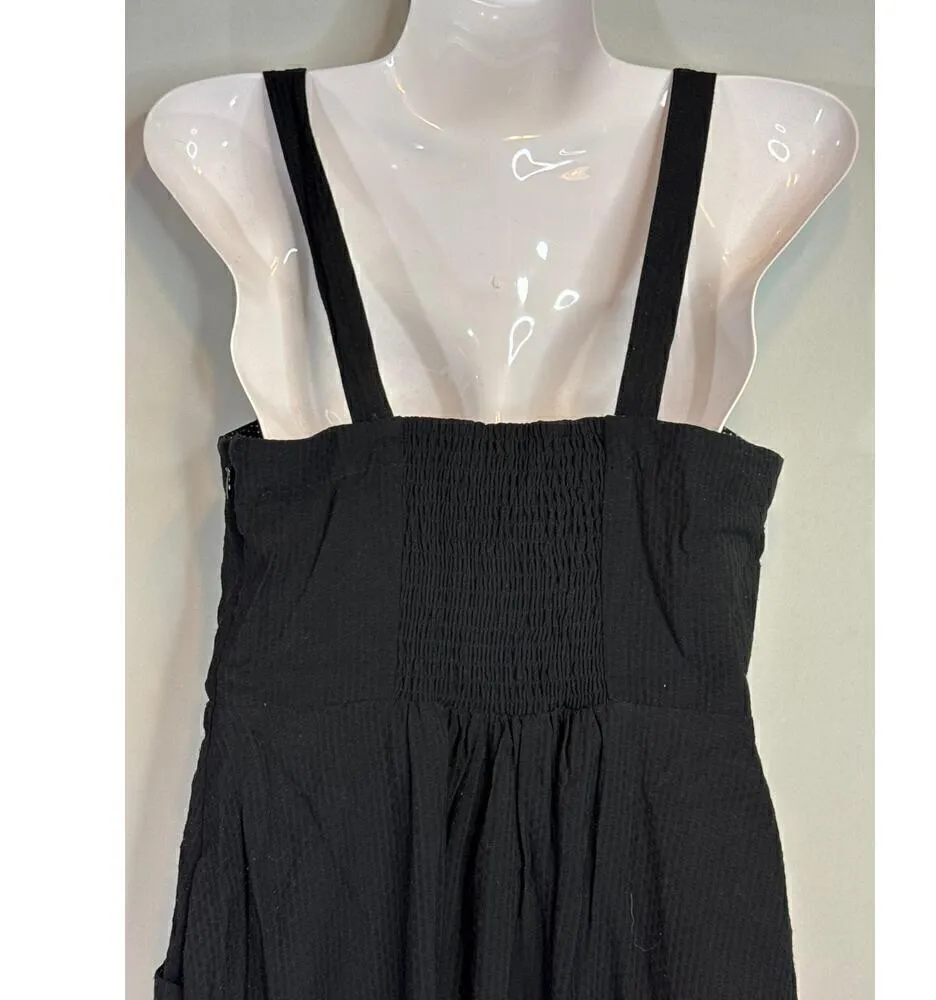 Maeve by Anthropologie Rosemary Square‎ Neck Smocked Black Midi Dress Size 6 - Image 7