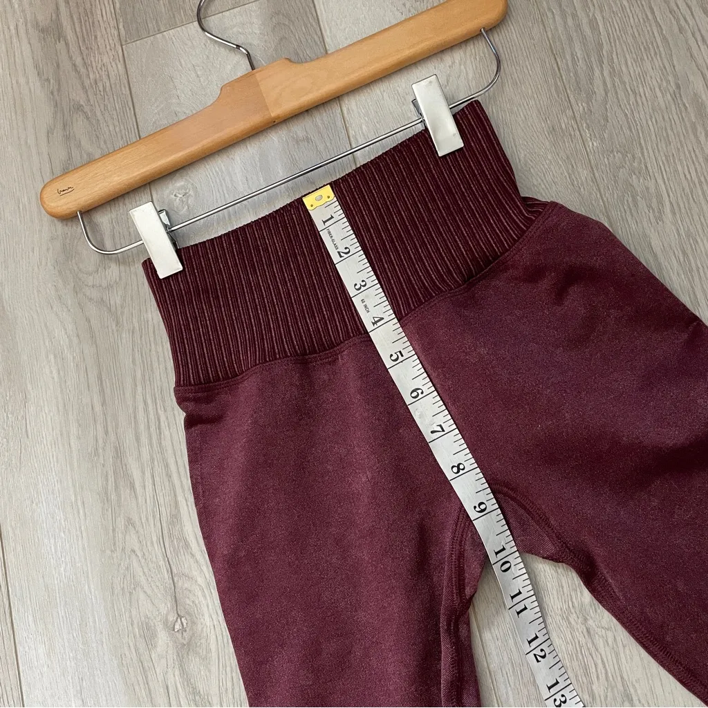 Popflex Workout Leggings sculpt seamless ribbed band womens Red (xsmall) gym Size XS - Image 4