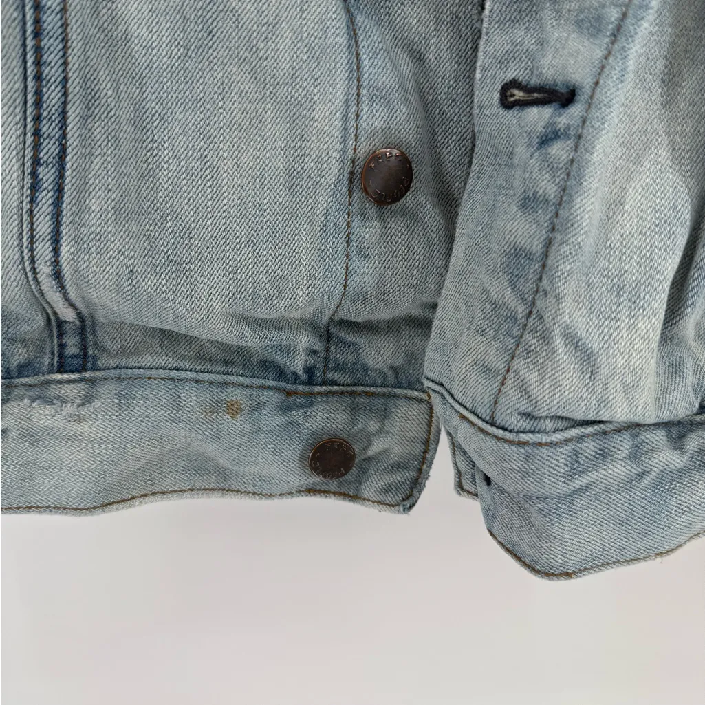 FREE PEOPLE‎ Oversized Denim Jean Jacket size M/ L - Image 5