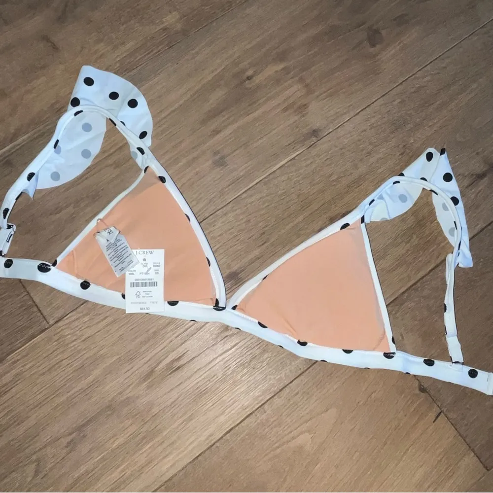 J. Crew NWT Polka Dot Bikini Top XS black and white - Image 5
