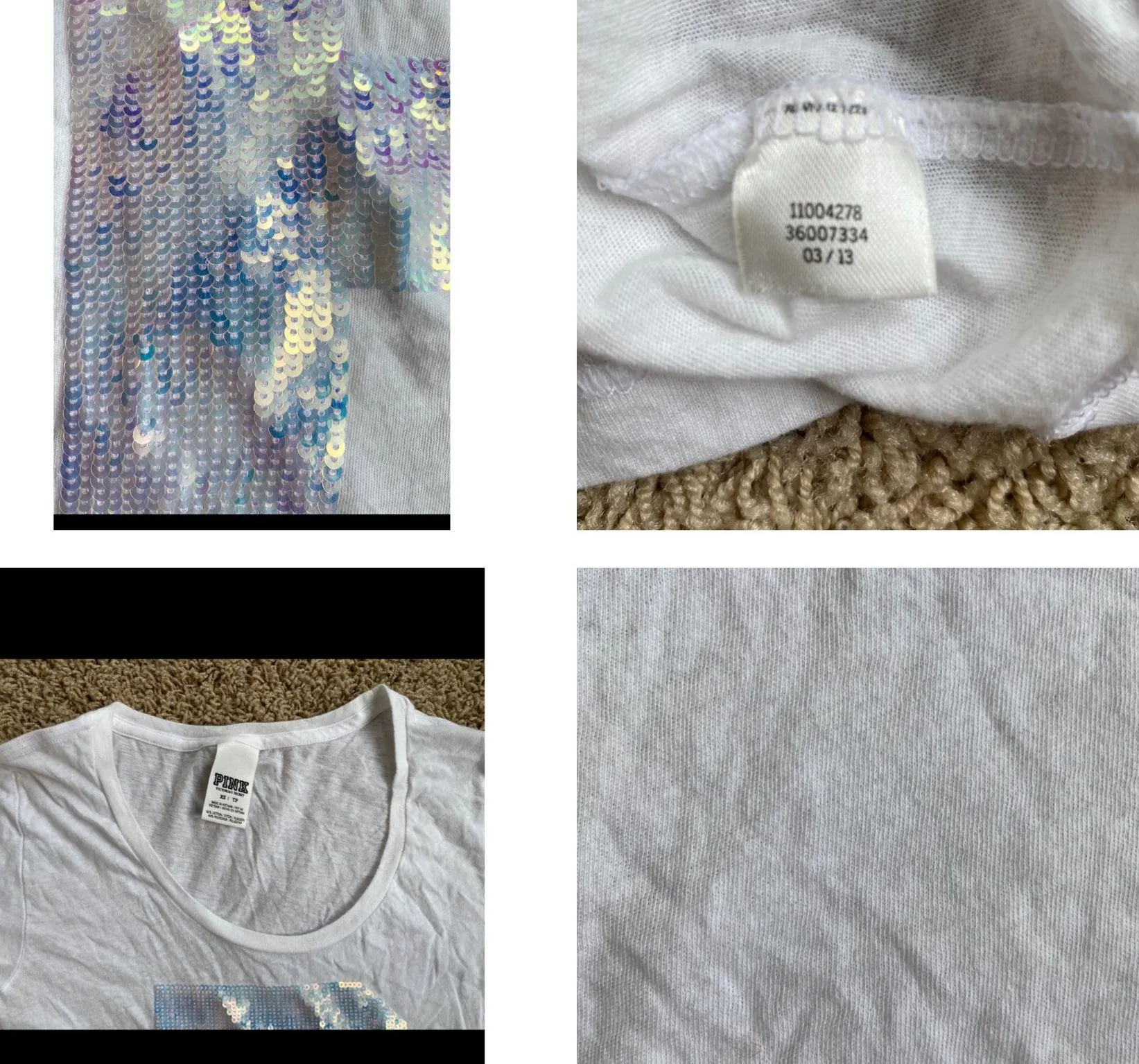 VS Pink Sequin Top Sz XS  - Image 8