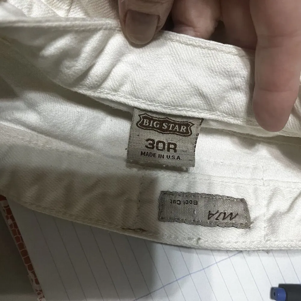 Big Star Mia Boot Cut Jeans White Denim Cotton Stretch Women's 30R raw hem - Image 8