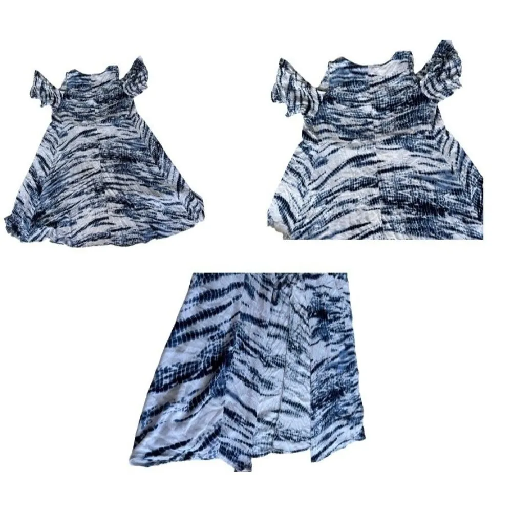 Torrid Blue Tie Dye Gauze Cold Shoulder Wrap Midi Dress 1X  Swimsuit Cov… - Image 9