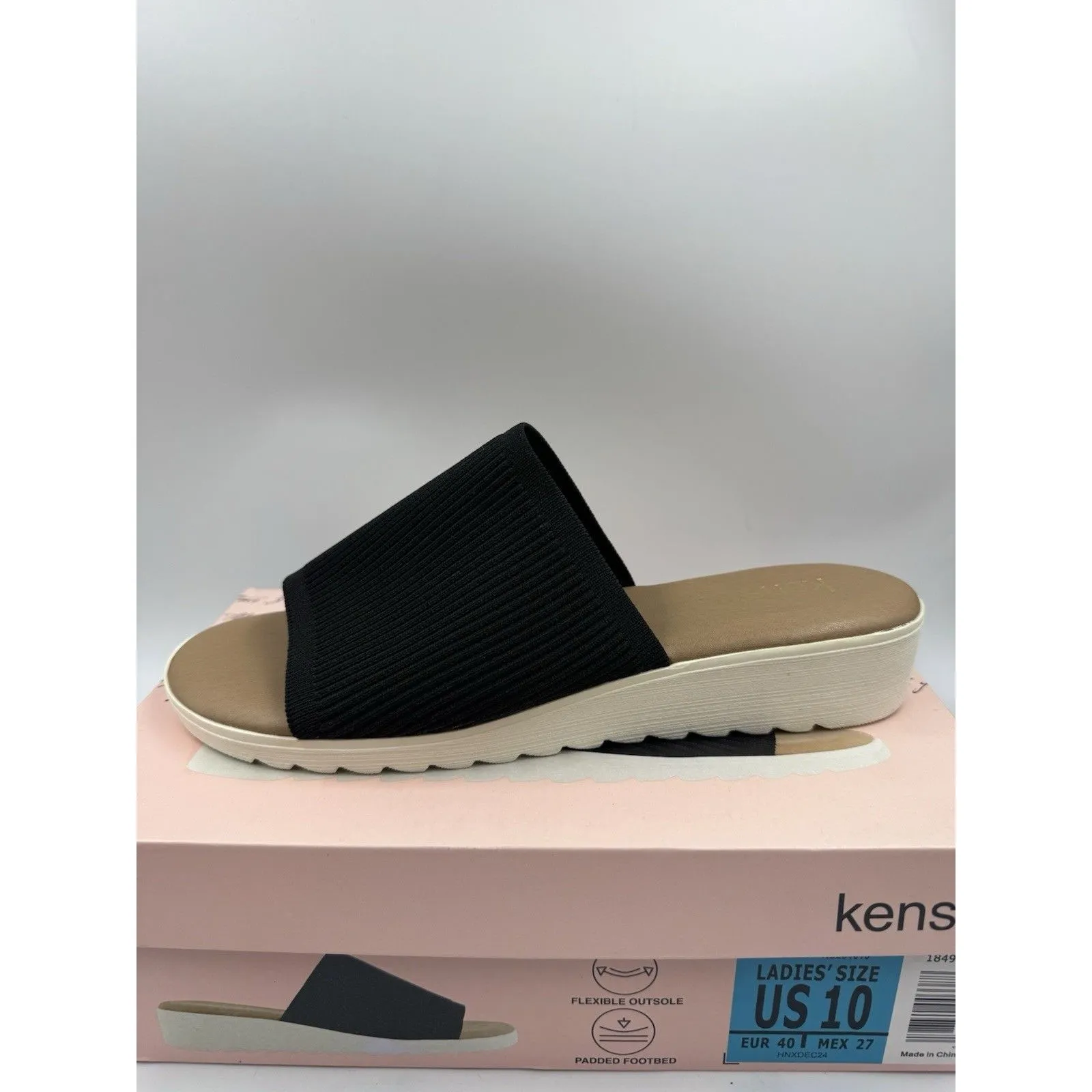 Kensie Women's Knit Slip On Small Platform Sandals Black Size 10 New - Image 9