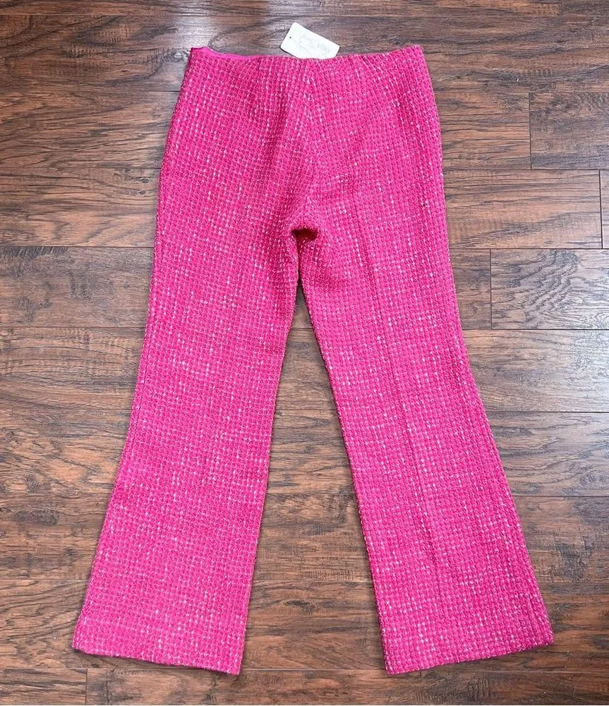 Trina Turk • vintage Y2K Didi Pant pink tweed flare low rise Barbie barbiecore - Image 9