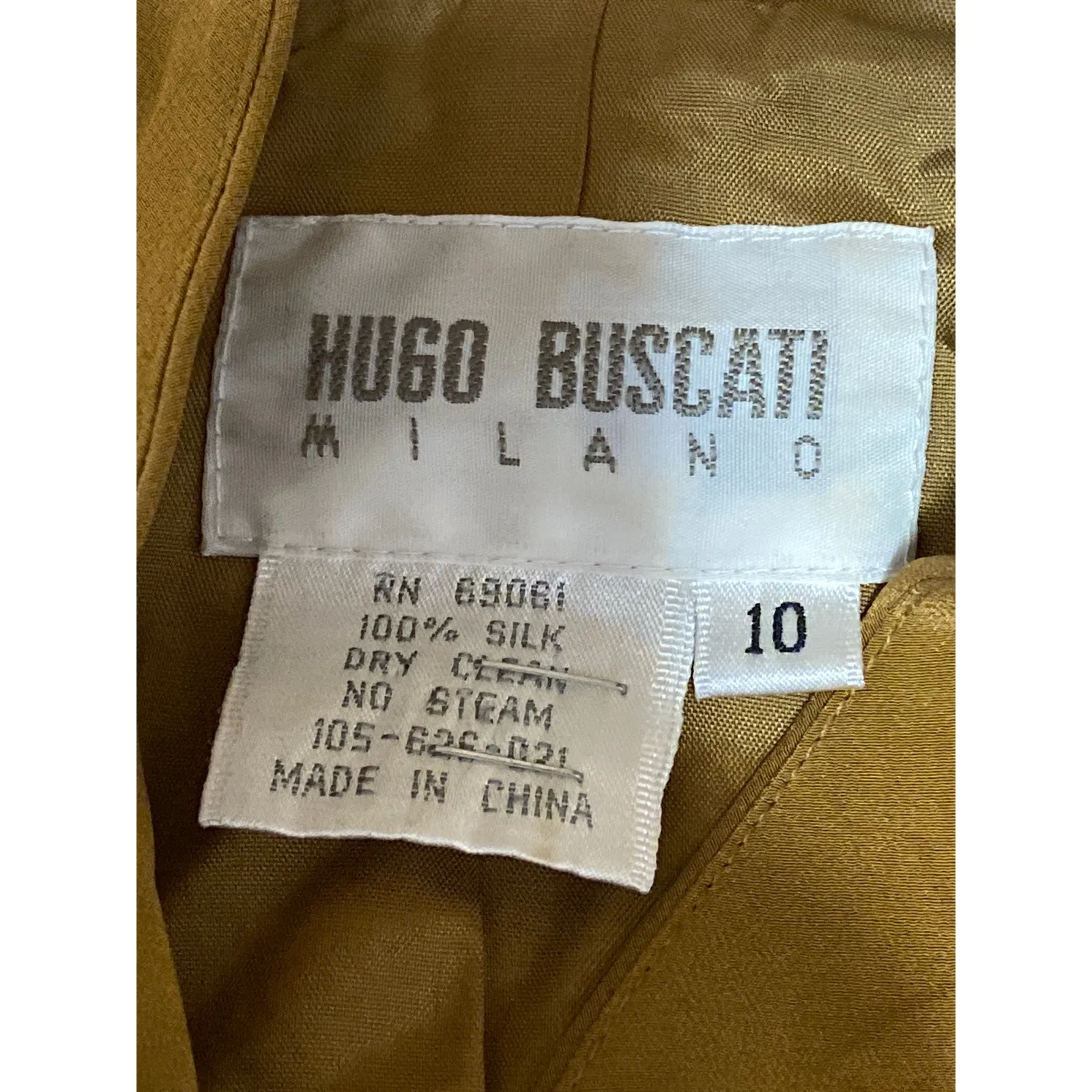 Hugo Buscati 100% Silk Brown Long Sleeve Double Blazer Dress Coat Jacket Size 10 - Image 3