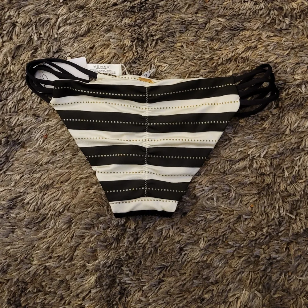 NWT! A.Che Black White Striped Bikini Bottoms XS - Image 6
