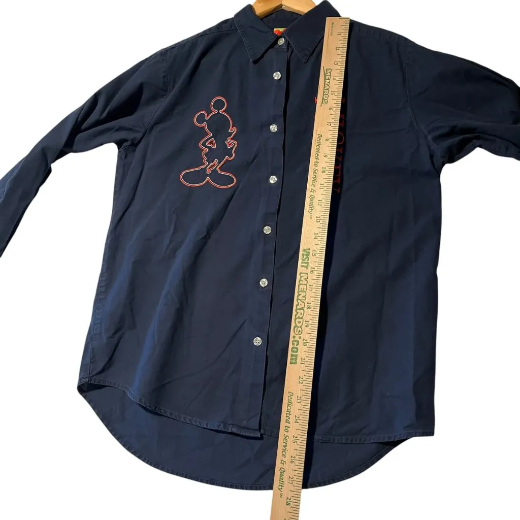 Vtg Disney Mickey Unlimited‎ Women's S Blue Jerry Leigh Shirt Button Down Casual - Image 6