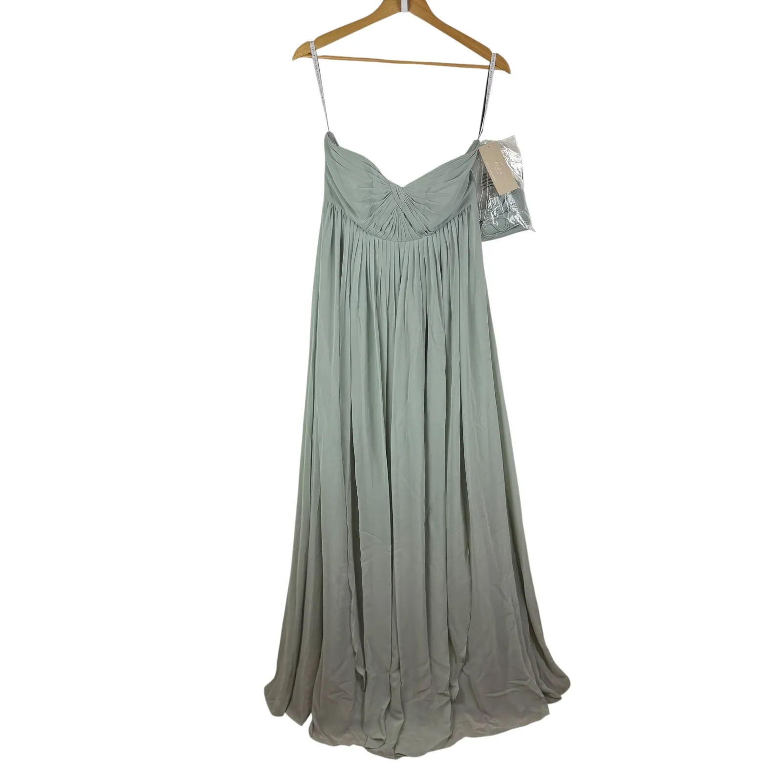NWT Jenny Yoo Cerise Maternity Morning Mist Luxe Chiffon Bridesmaid Dress Size 8 Green - Image 2