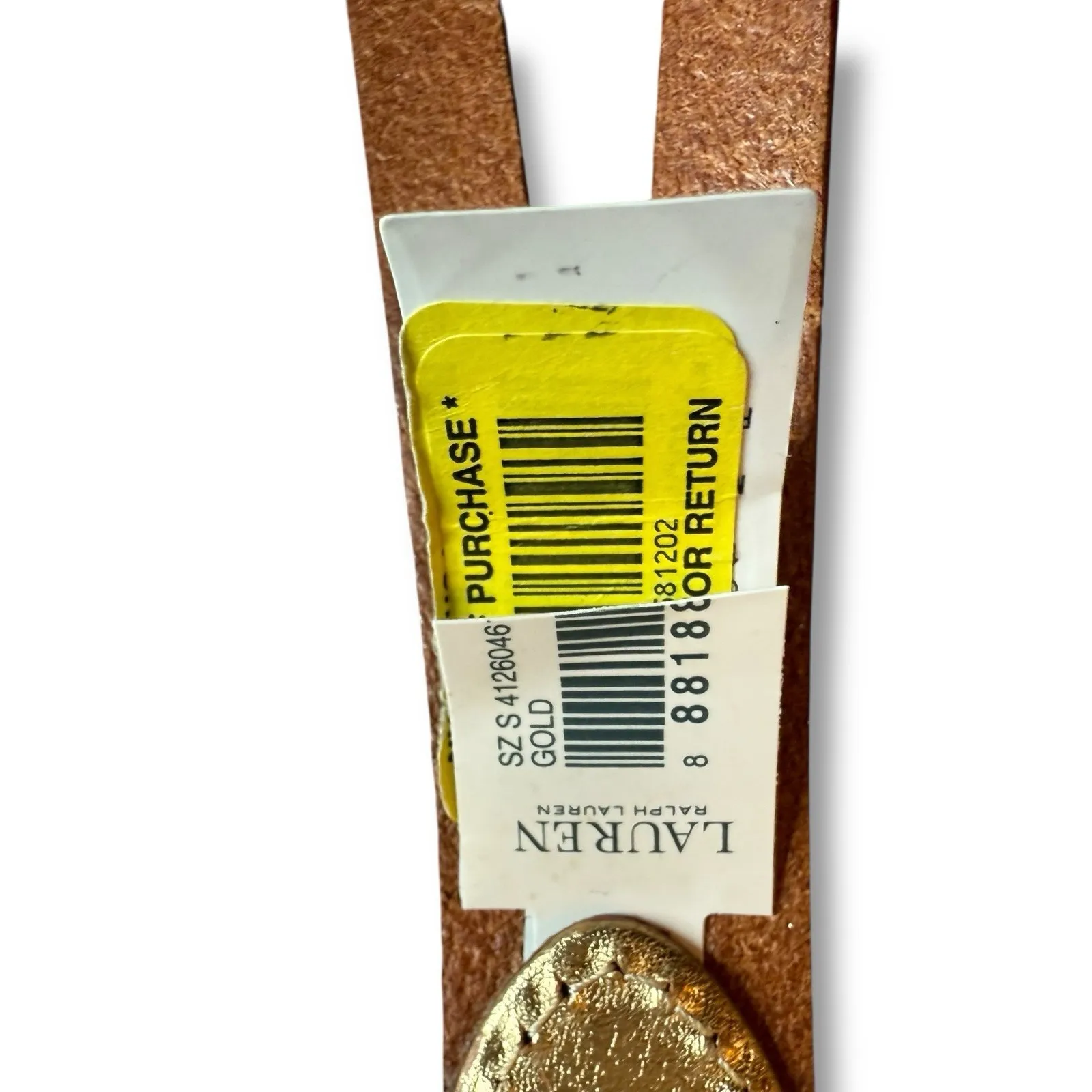 LRL Ralph Lauren Leather Belt Small 1.5" Gold Woven Braided Distressed Vintage - Image 13