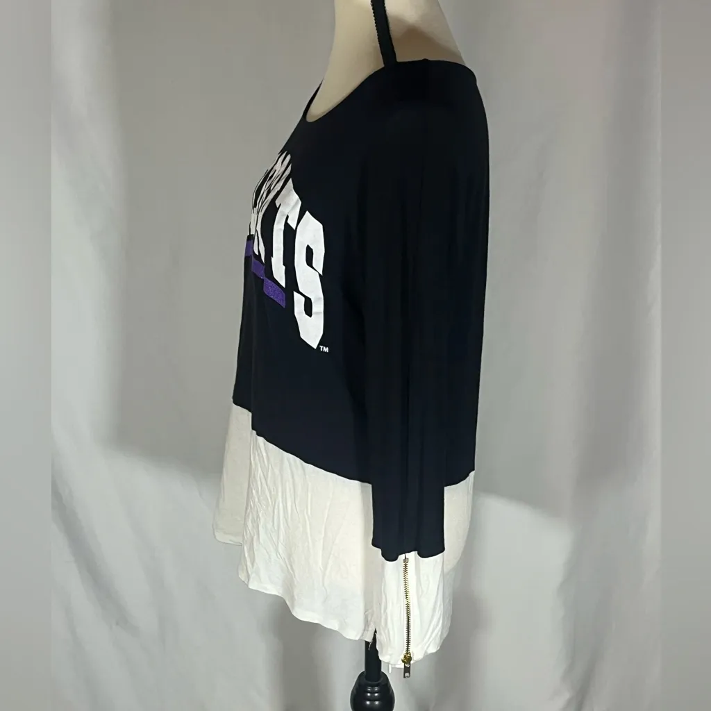 Gameday Couture Kansas State Wildcats Scoop Neckline Long Sleeve w/ Gold Zippers Blue - Image 6