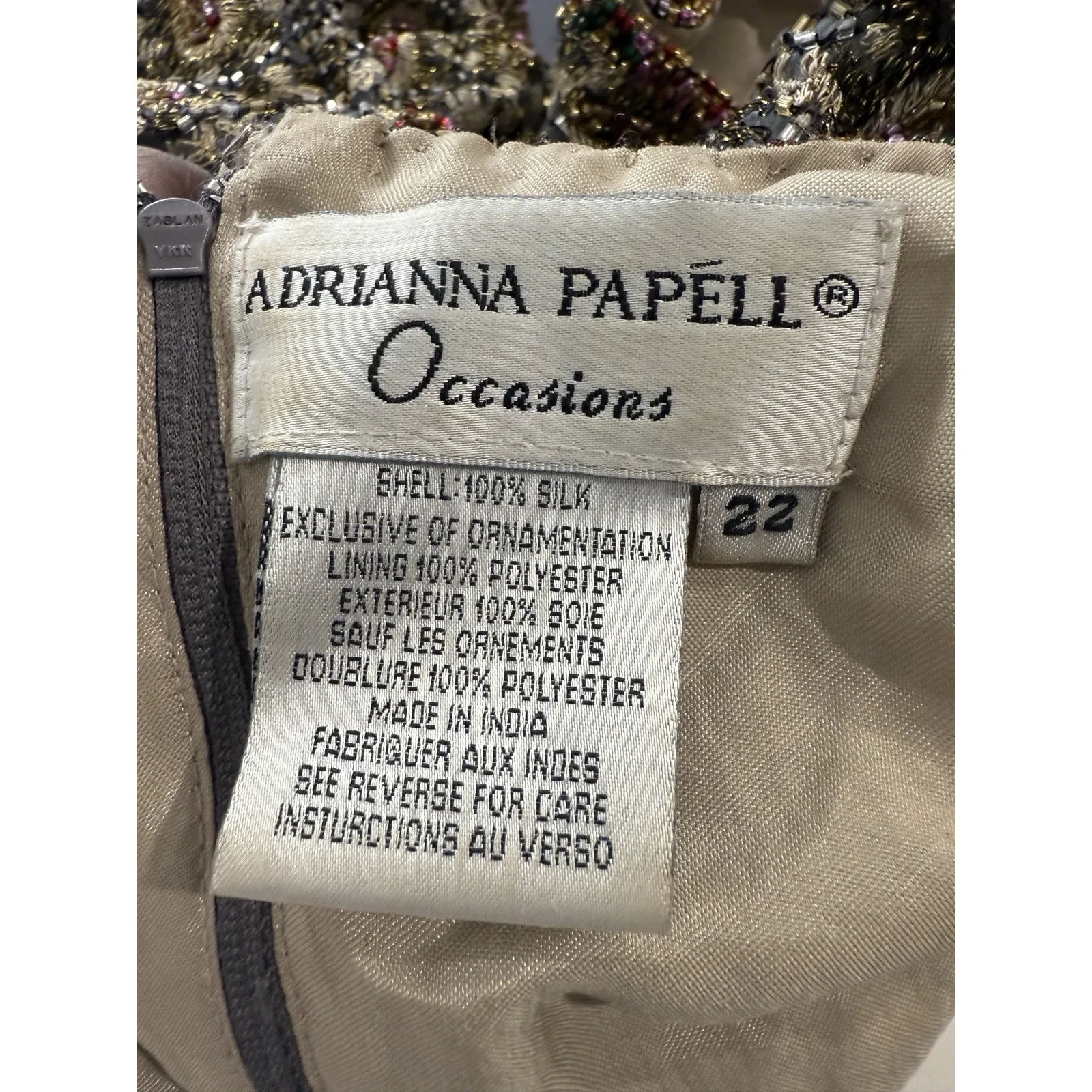 Adrianna Papell Occasions Top Size 22 Silk Beaded Gold Paisley Blouse‎ Formal - Image 5