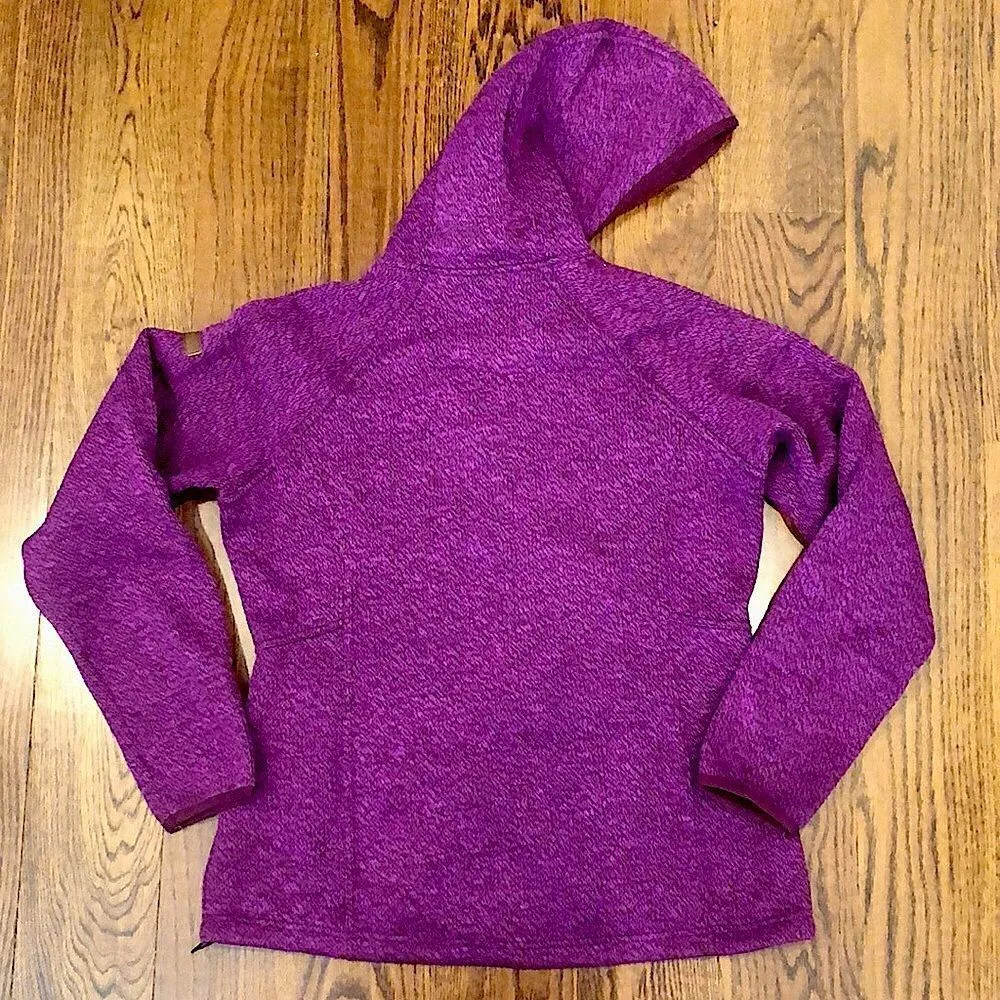 COLUMBIA Womens Raspberry Wine Knit Full Zip Fleece Lined Zip Pockets Hoodie Lrg - Image 3