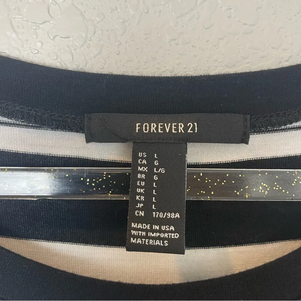 FOREVER 21 Easy to Wear Black and White Striped Casual Midi Dress Size L - Image 5