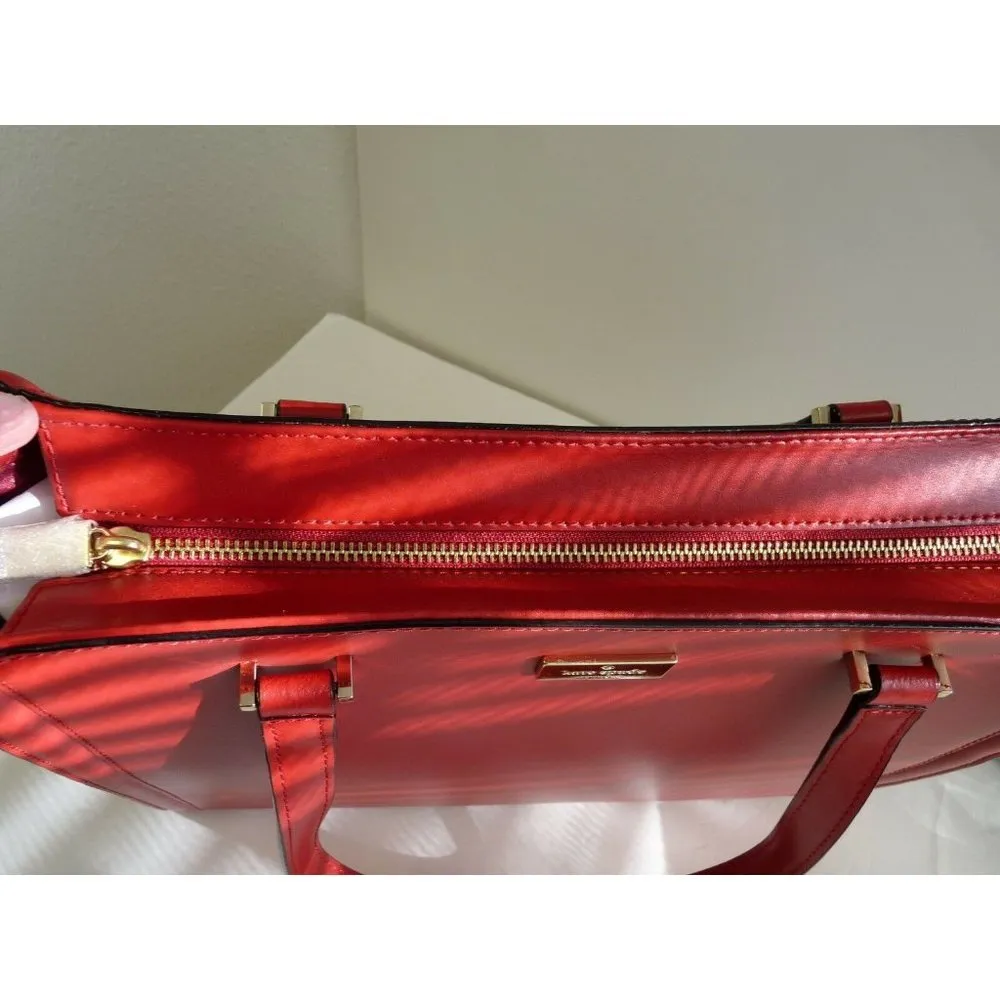 Kate Spade Regatta Court Vita Pillbox Red Leather Tote Shoulder Bag MSRP $598.00 - Image 7