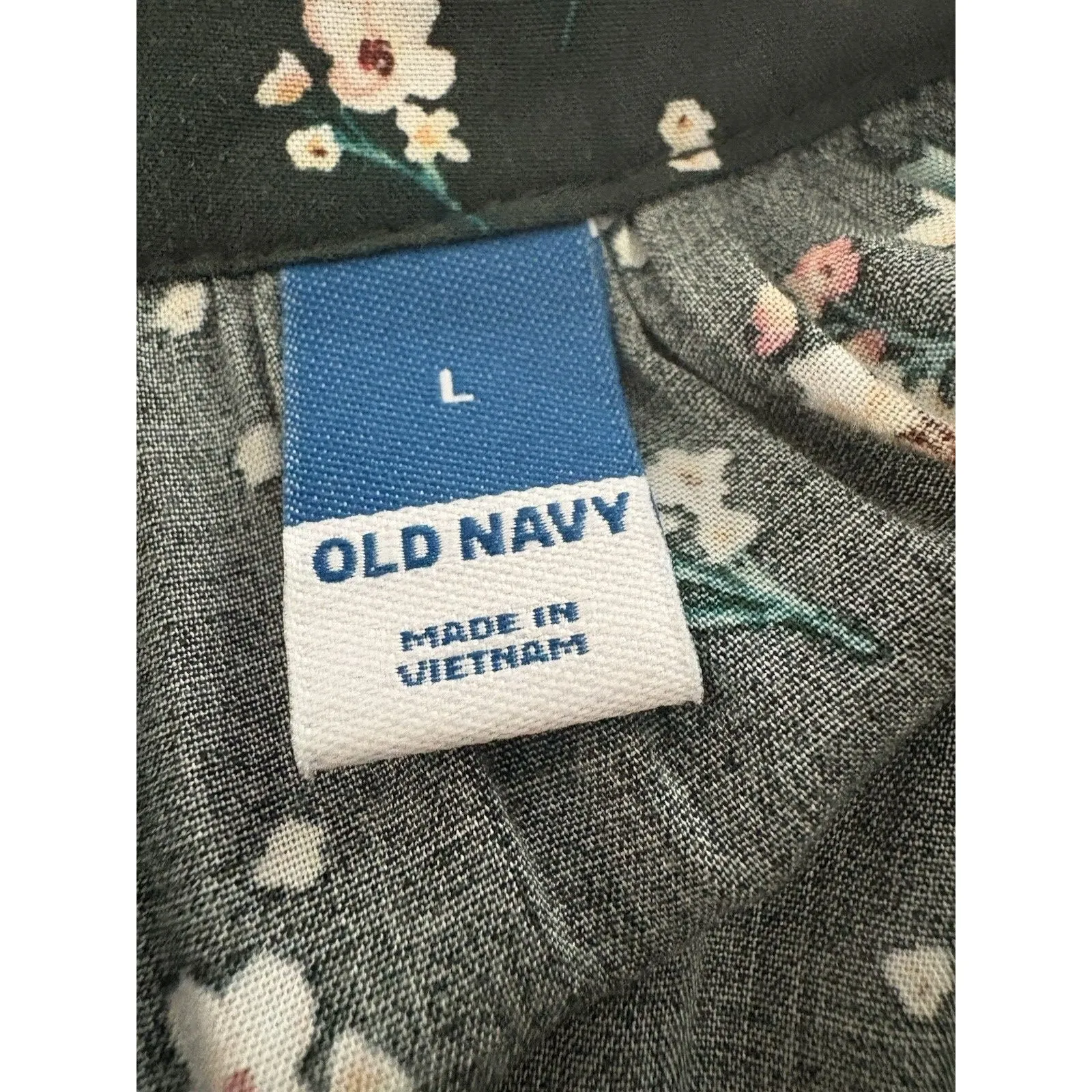 Old Navy Maxi Dress Size L Green Floral Tiered Prairie Forest Whimsigoth Modest - Image 6