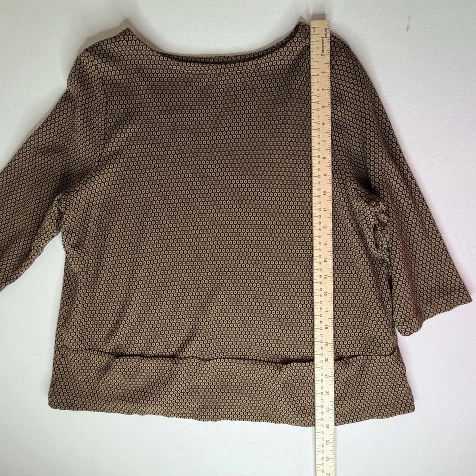 J Jill Ponte Knit Geometric Top Size LP Brown Minimalist Stretch Office Comfy Size L - Image 9