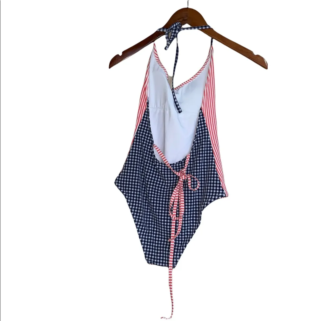 NWOT Aerie Red White & Blue Seersucker Cheeky One Piece Swimsuit XS - Image 8