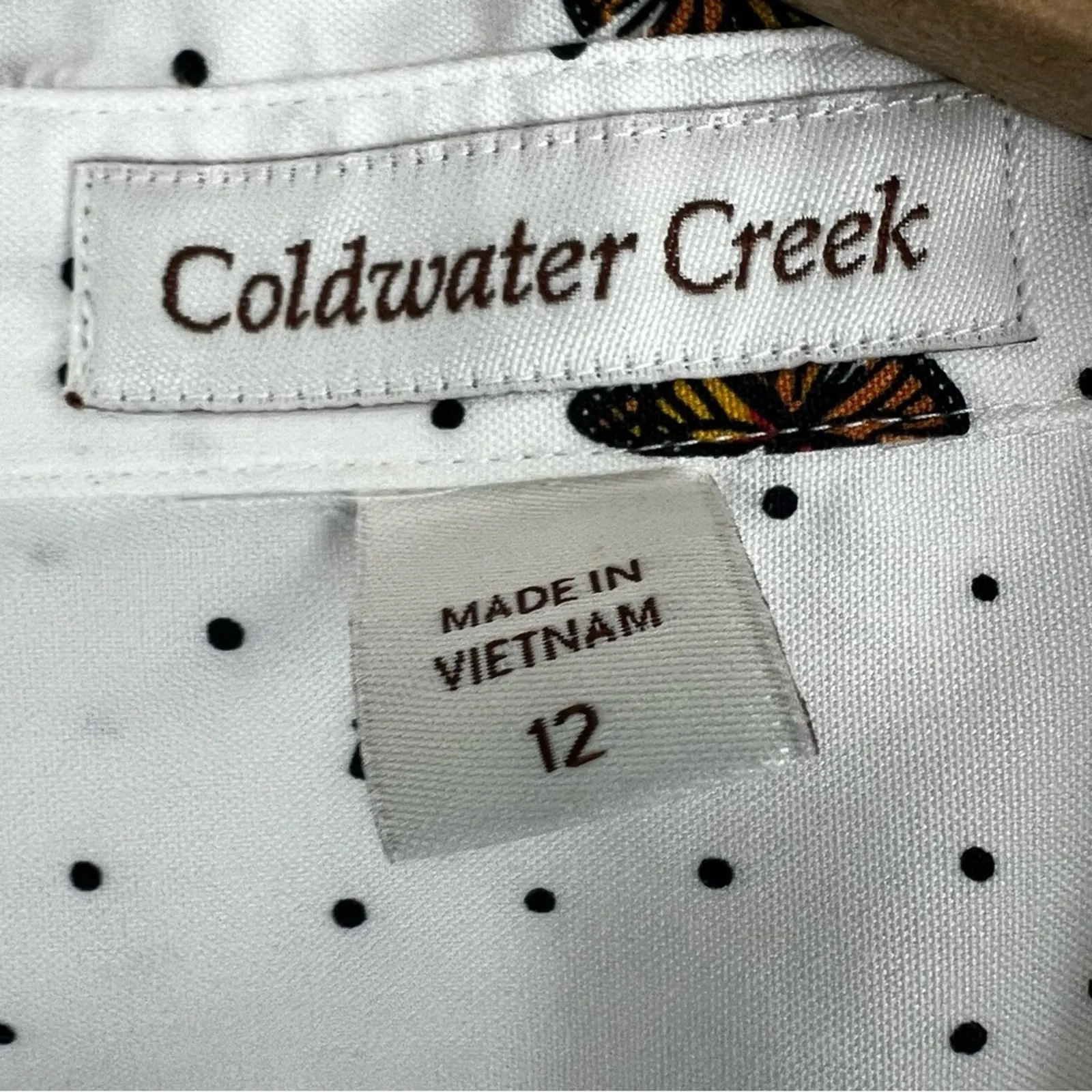 Coldwater Creek Button Down Shirt Womens 12 White Butterfly 100% Cotton Whimsy - Image 4