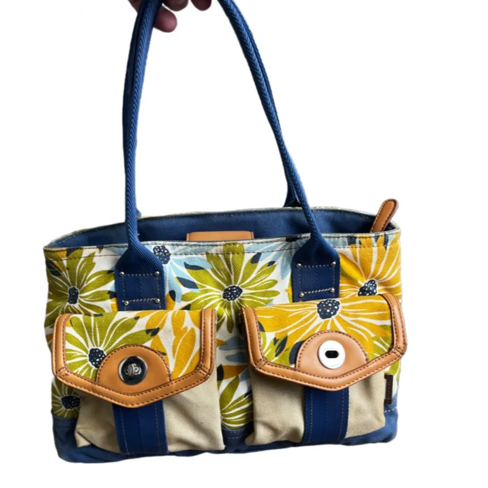 bold floral cotton canvas satchel bag - Image 9