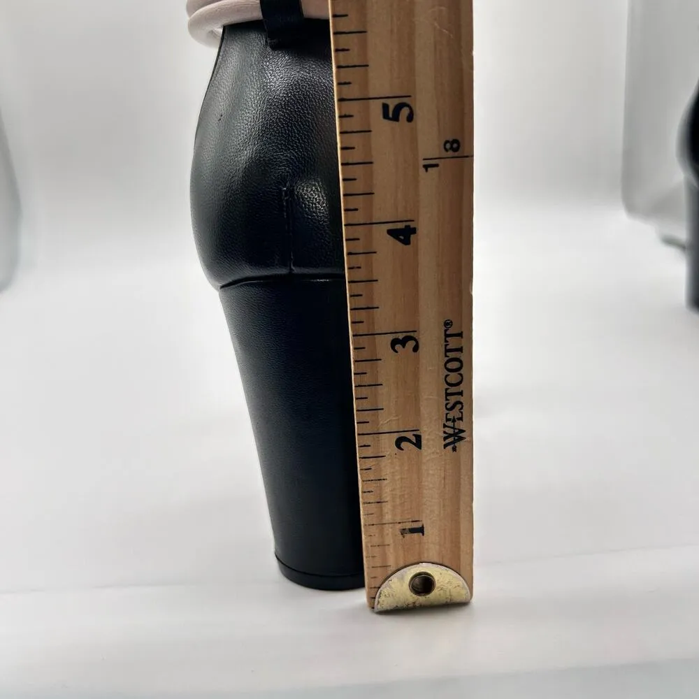 Journee Signature Sandal Women 8 Black Bone Leather Jettah Ankle Strap Heels NEW - Image 9