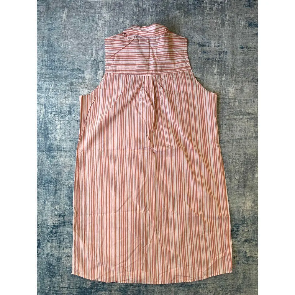 Abercrombie & Fitch Coral Pink Striped Tunic Mini Dress Medium - Image 2