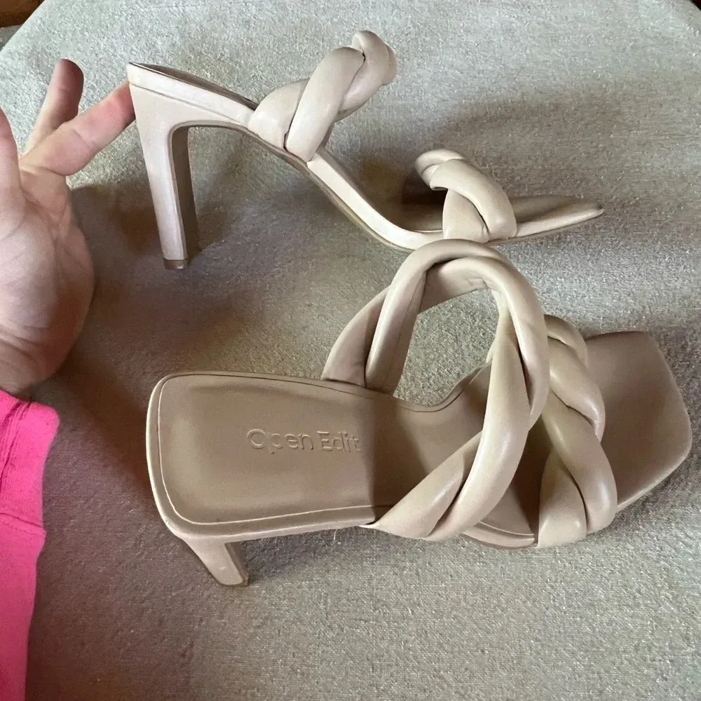 Open Edit Remmy Twist Sandal Ivory Sz 6.5M Women’s Block Heel Square Toe - Image 5