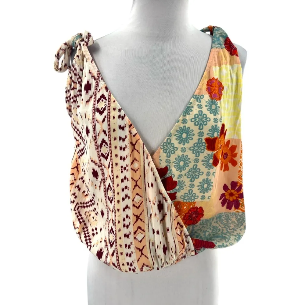 NWT Free People Tied To You Print Surplice Tank in Tropical Combo Boho Summer - Image 9