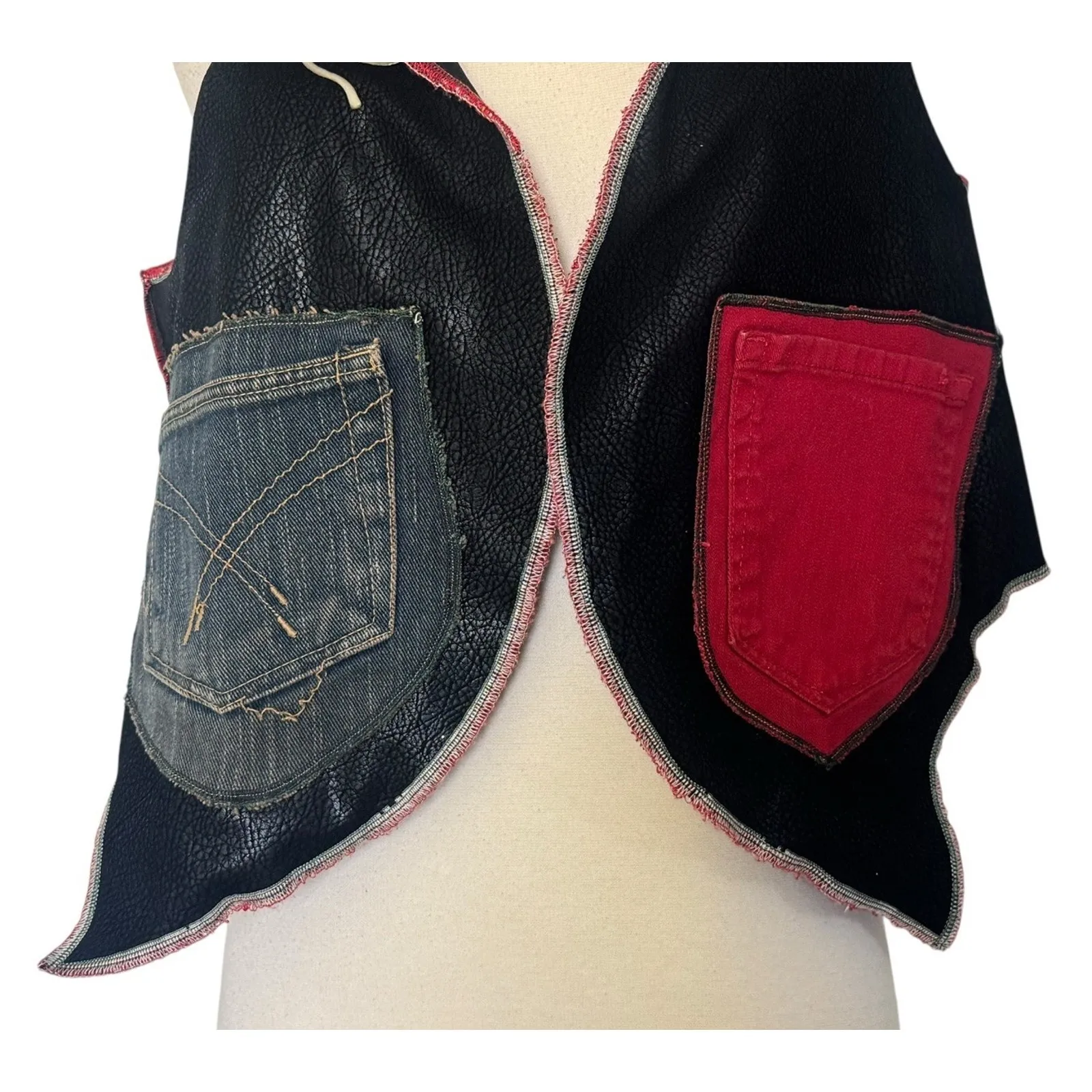 DIA DE LOS MUERTOS Skulls Vest Handmade Reversible Hooded Leather Fabric Glows Size undefined - Image 11