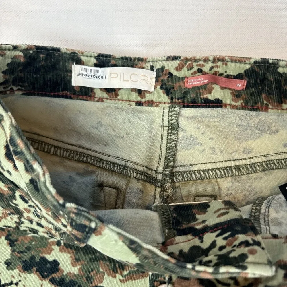 Anthropologie Pilcro 26 Stretch High Rise Cord Pants Floral Camo Button Fly New - Image 6