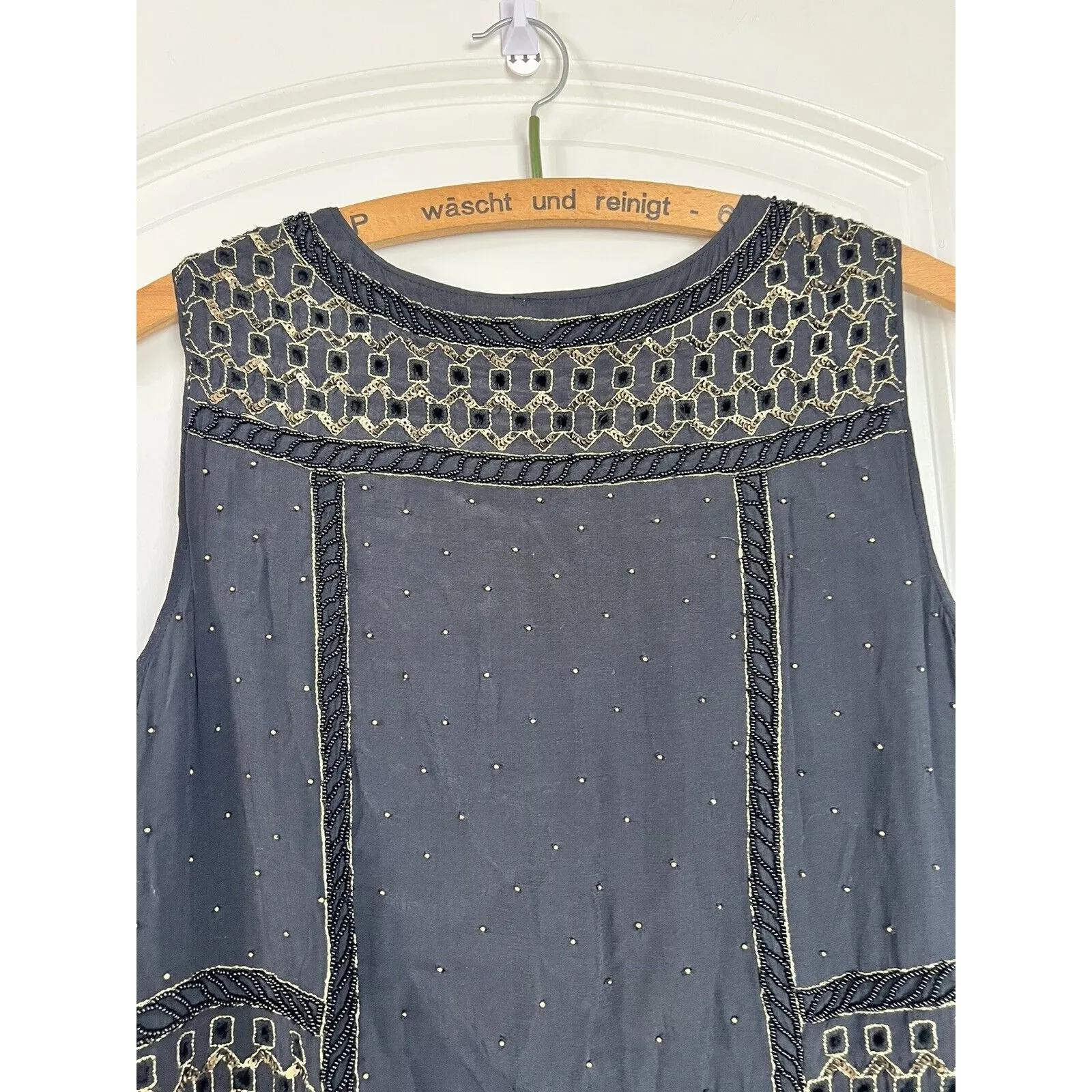 Lucky Brand Beaded Crepe Tank Black Small Retails $129 Embellished Womens‎ Top - Image 7