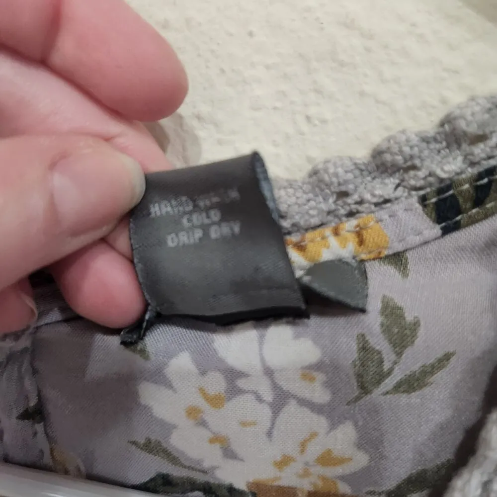 Angie Floral Crochet Trim Midi Faux Wrap Dress Cap Sleeve Multicolor Size Small - Image 8