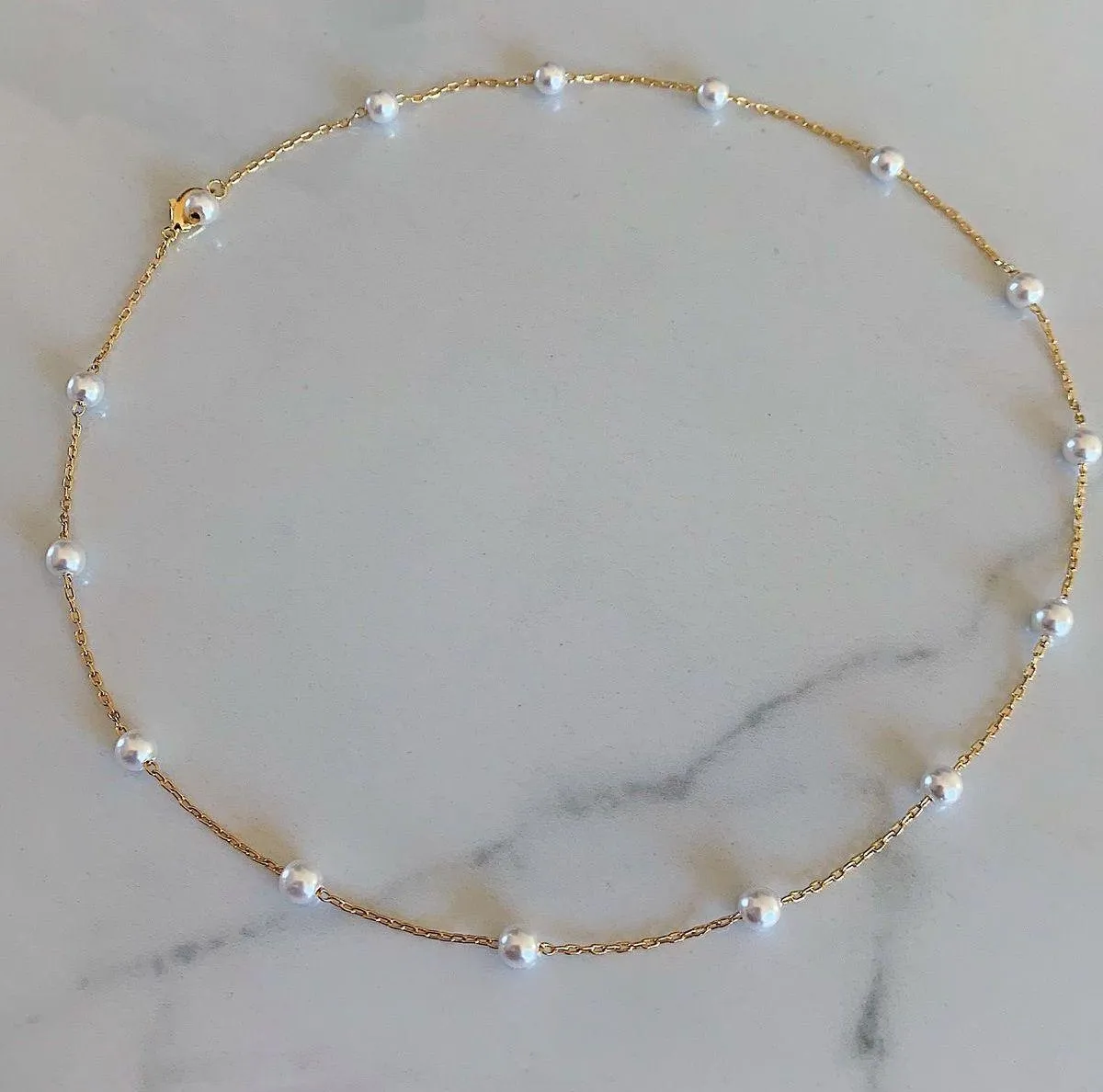 White Pearl Choker Necklace Pearl Necklace - Image 5