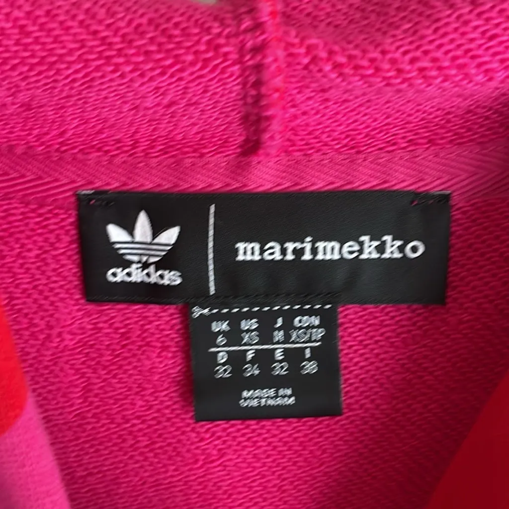 Adidas Women's Originals X Marimekko Hoodie In Vivid Red/team Real Magenta Red Size XS - Image 4