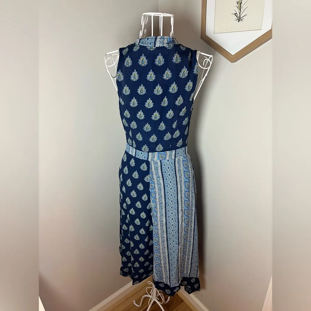 Anthropologie Maeve Eclipsed Faux Wrap Blue Paisley Motif Dress Sz 2 Asymmetric - Image 6