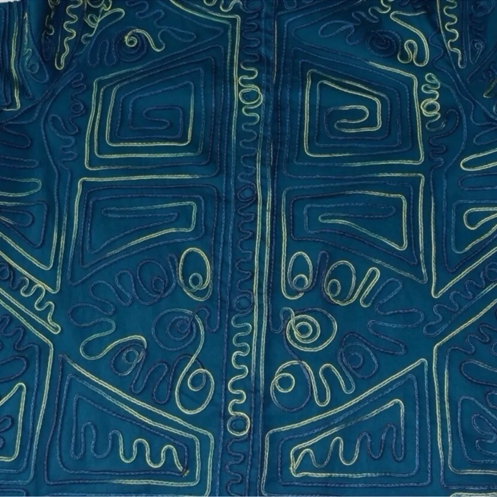 CATHERINES Cardigan Jacket Blue Embroider Piping Button Up Abstract Sz 3X 22/24W - Image 6