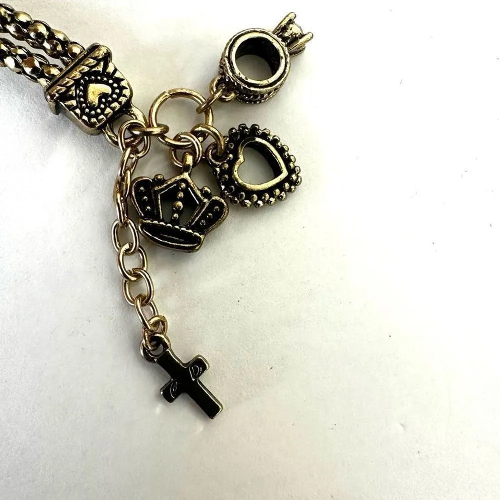 Premier Designs  gold tone cross ring crown charm bracelet - Image 6