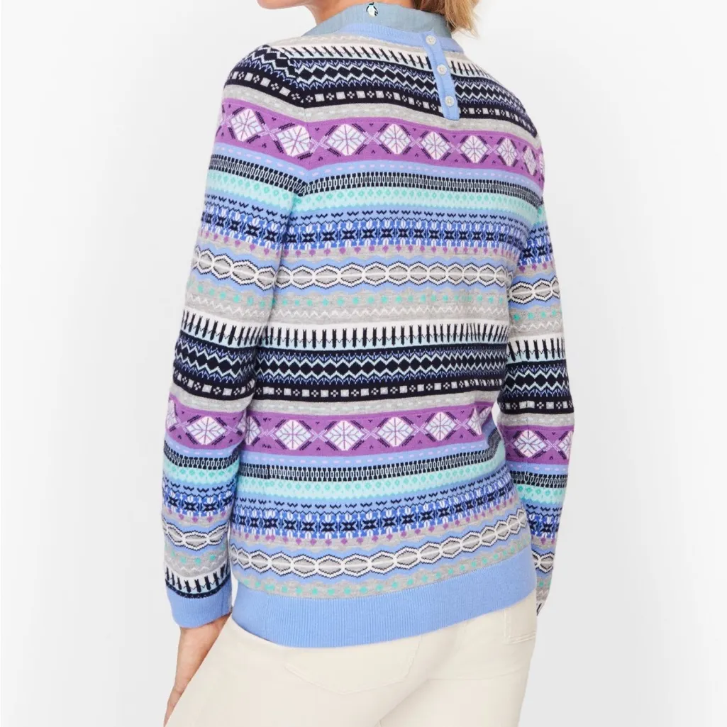 Talbots Fair Isle lambs wool blend sweater colorful pattern - Image 2