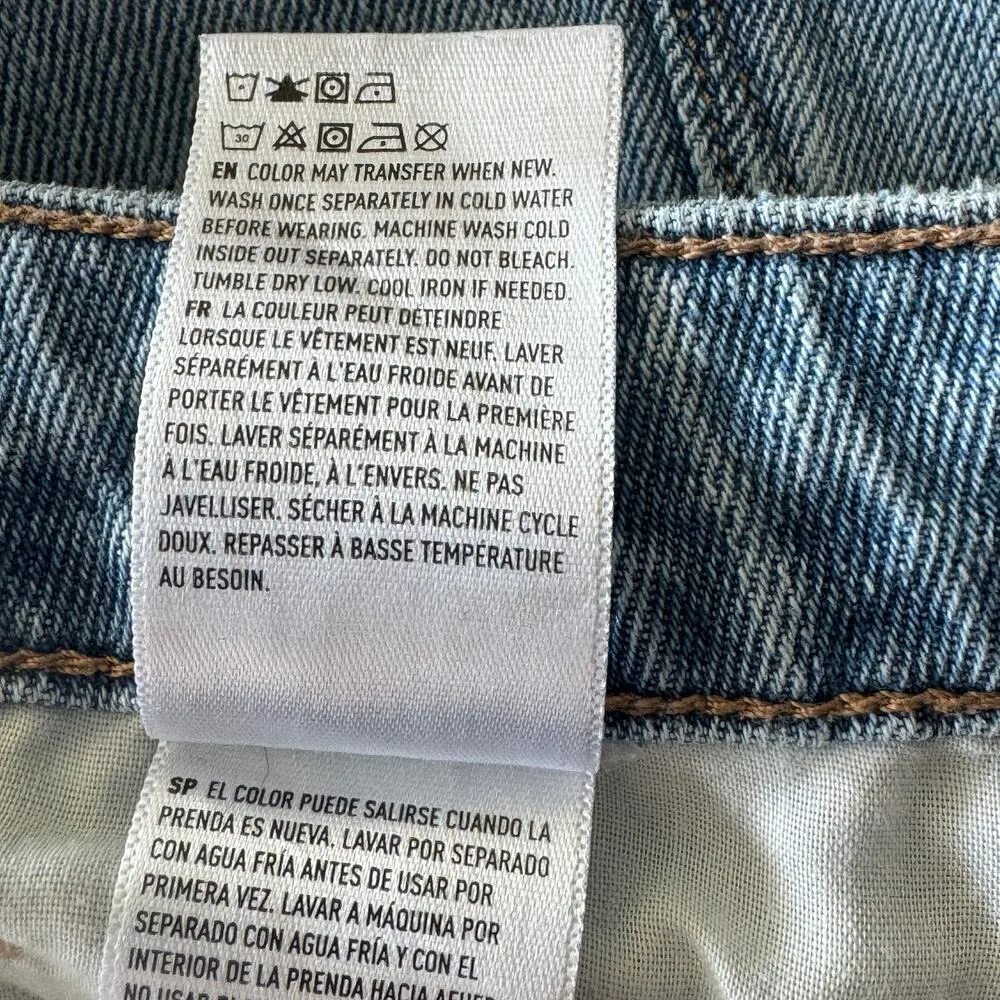 American Eagle SZ 6 Mom Jeans Distressed Rips High-Rise Zip-Fly Pockets Blue - Image 12