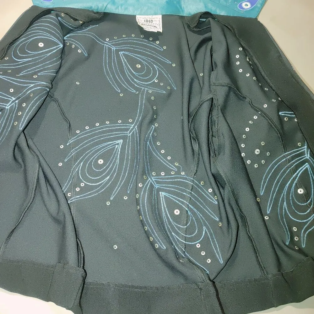 Jacket Size XL1849 Authentic Ranchwear Rodeo Black Turquoise Peacock Feather - Image 7